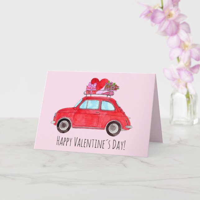 Valentine Retro Fiat 500 Kort (Orkide)