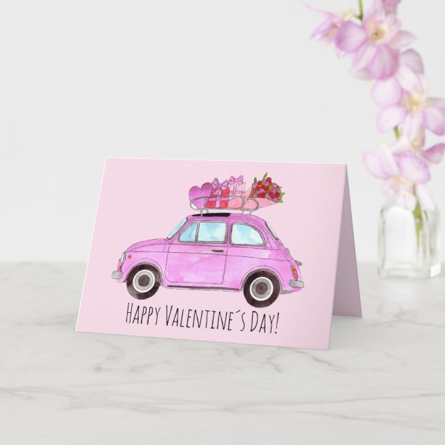 Valentine Retro Fiat 500-kort Kort (Orkide)