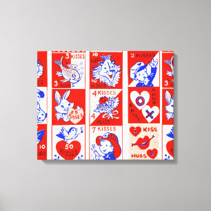Valentine Retro Kärlek Hugs Cute Mönster Canvastryck