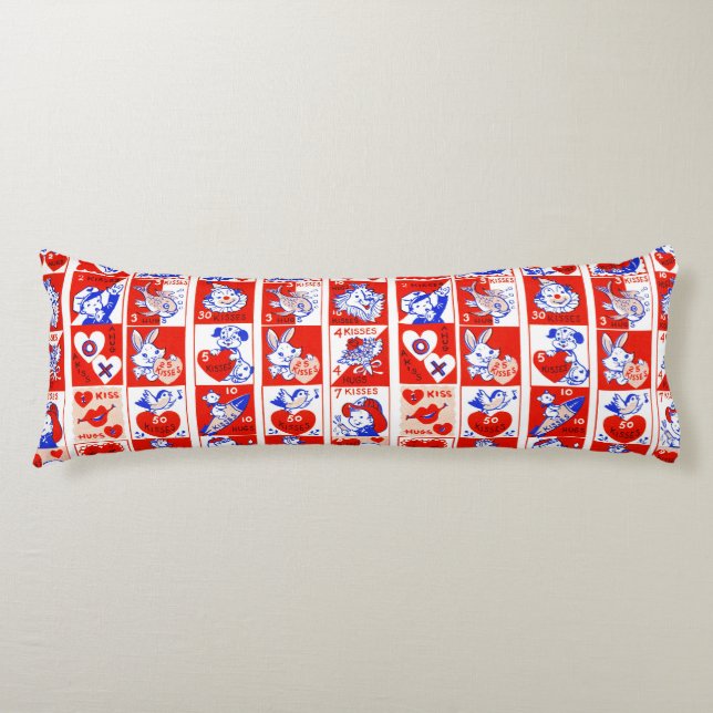 Valentine Retro Kärlek Hugs Cute Mönster Kroppskudde (Framsidan)