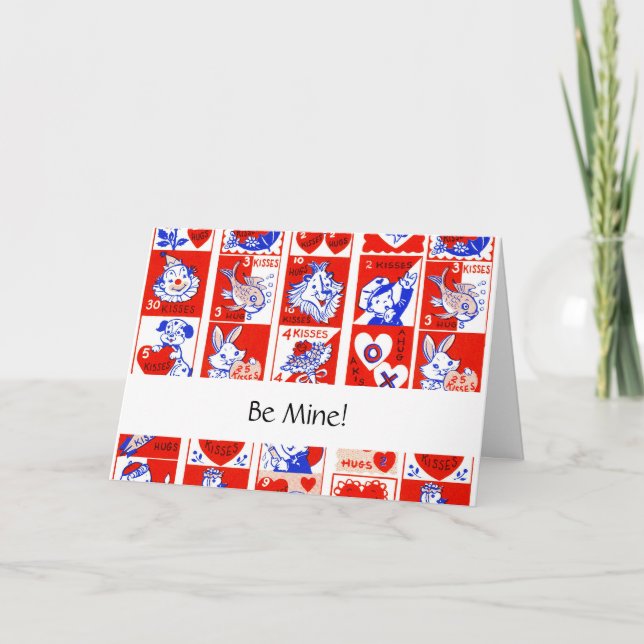 Valentine Retro Love Kramar Söt Mönster Kort (Framsida)