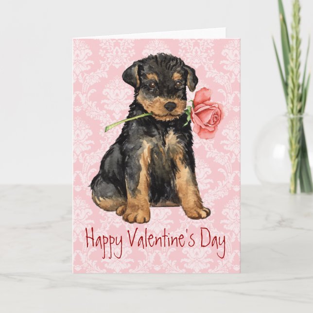 Valentine Ro Airedale Helgkort (Framsida)