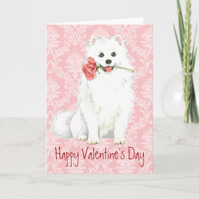 Valentine Ro American Eskimo Hund Helgkort (Framsida)