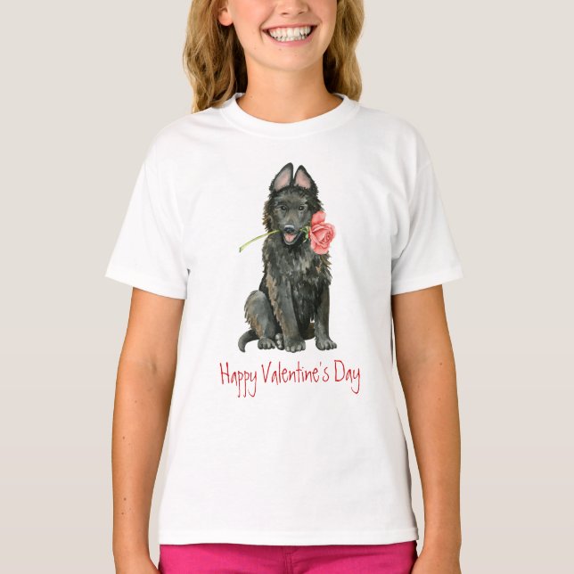 Valentine Ro belgisk Sheepdog T-Shirt (Framsida)