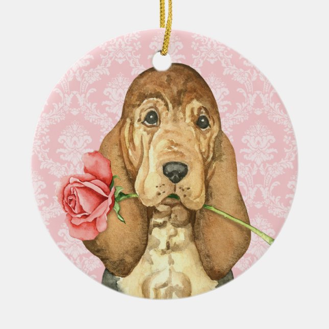 Valentine Ro Bloodhound Julgransprydnad Keramik (Framsidan)