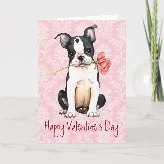 Valentine Ro Boston Terrier Helgkort (Framsida)