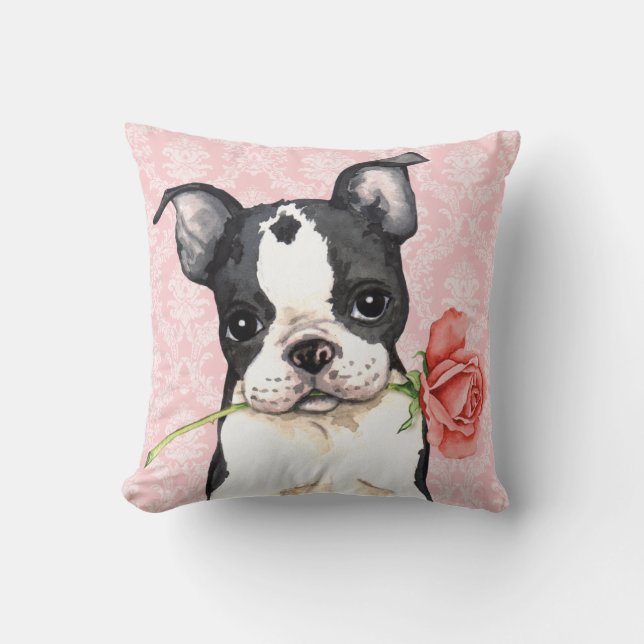 Valentine Ro Boston Terrier Kudde (Framsida)