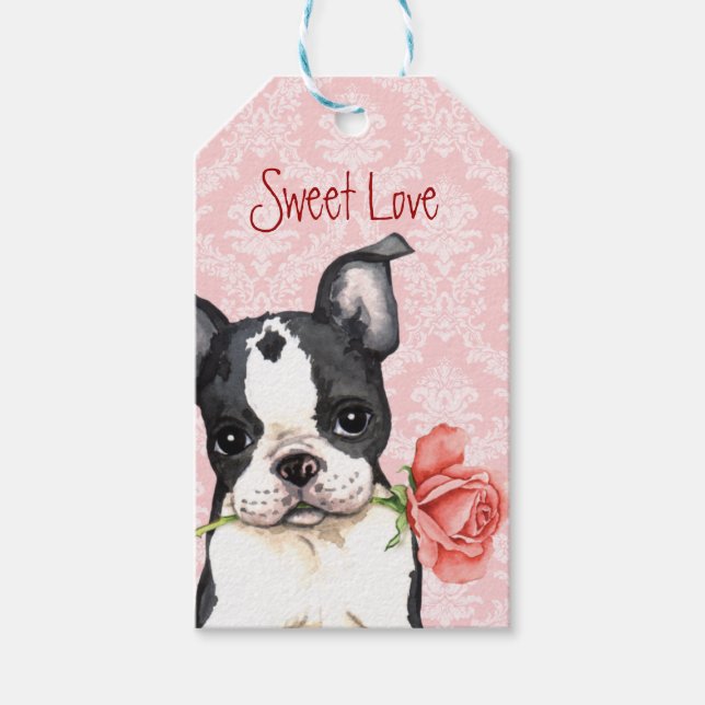 Valentine Ro Boston Terrier Presentetikett (Framsidan)