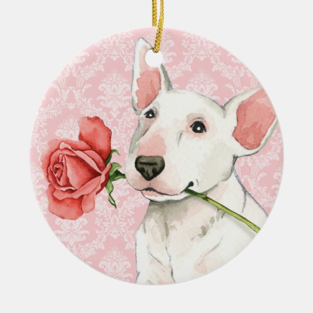 Valentine Ro Bull Terrier Julgransprydnad Keramik (Framsidan)