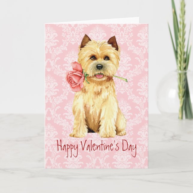 Valentine Ro Cairn Terrier Helgdag Card Helgkort (Framsida)
