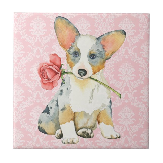 Valentine Ro Cardigan Welsh Corgi Kakelplatta (Framsidan)