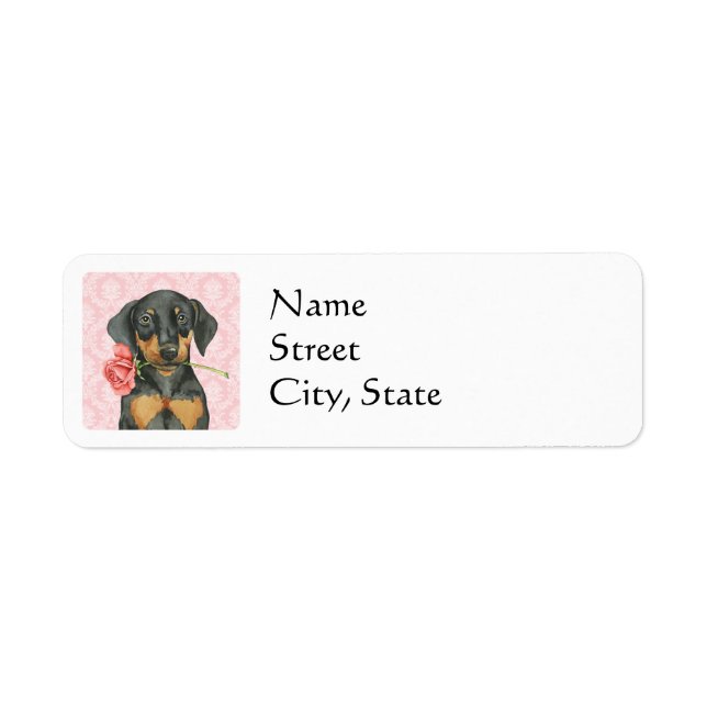 Valentine Ro Doberman Returadress Etikett (Framsidan)