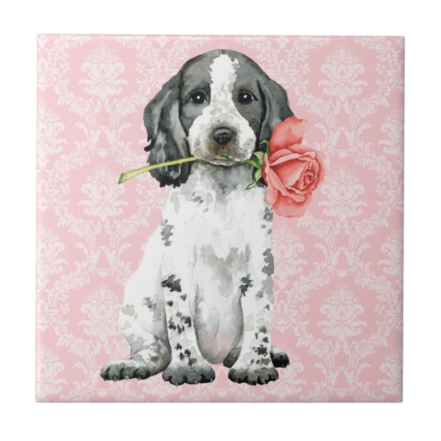 Valentine Ro English Cocker Spain Ceramic Tile Kakelplatta (Framsidan)