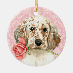 Valentine Ro English Setter Julgransprydnad Keramik