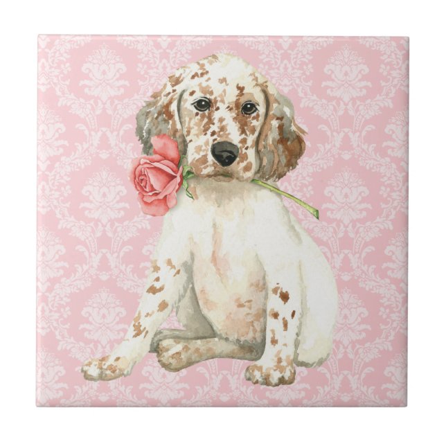Valentine Ro English Setter Kakelplatta (Framsidan)
