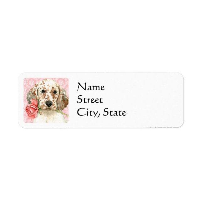 Valentine Ro English Setter Returadress Etikett (Framsidan)