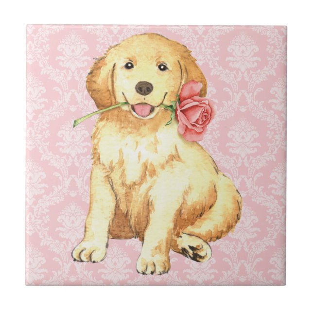 Valentine Ro Golden Retriever Kakelplatta (Framsidan)