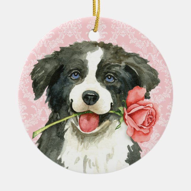 Valentine Ro Gräns Collie Julgransprydnad Keramik (Framsidan)