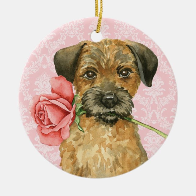 Valentine Ro Gräns Terrier Julgransprydnad Keramik (Framsidan)