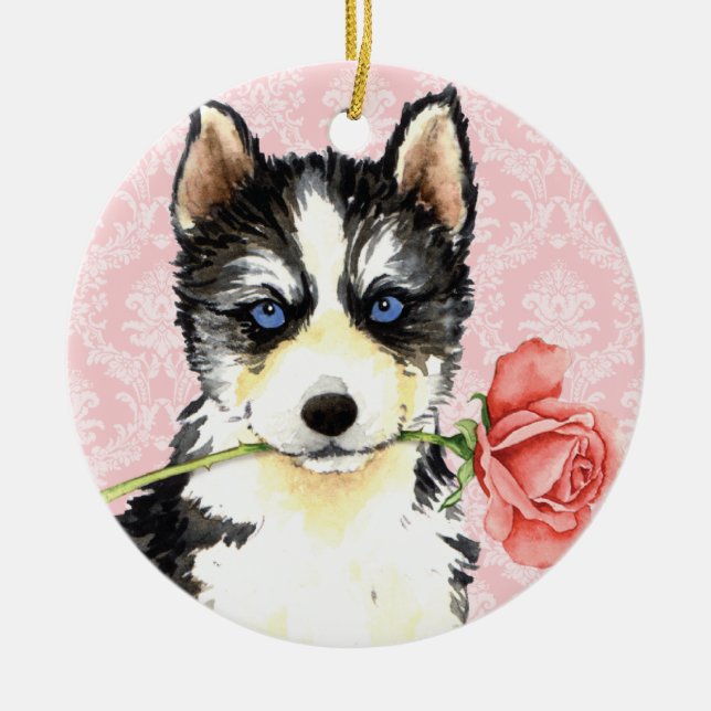 Valentine Ro Husky Julgransprydnad Keramik (Framsidan)