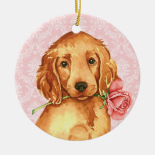Valentine Ro Irish Setter Julgransprydnad Keramik