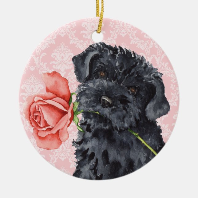 Valentine Ro Kerry Blue Terrier Julgransprydnad Keramik (Framsidan)