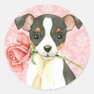 Valentine Ro Leksak Fox Terrier Runt Klistermärke