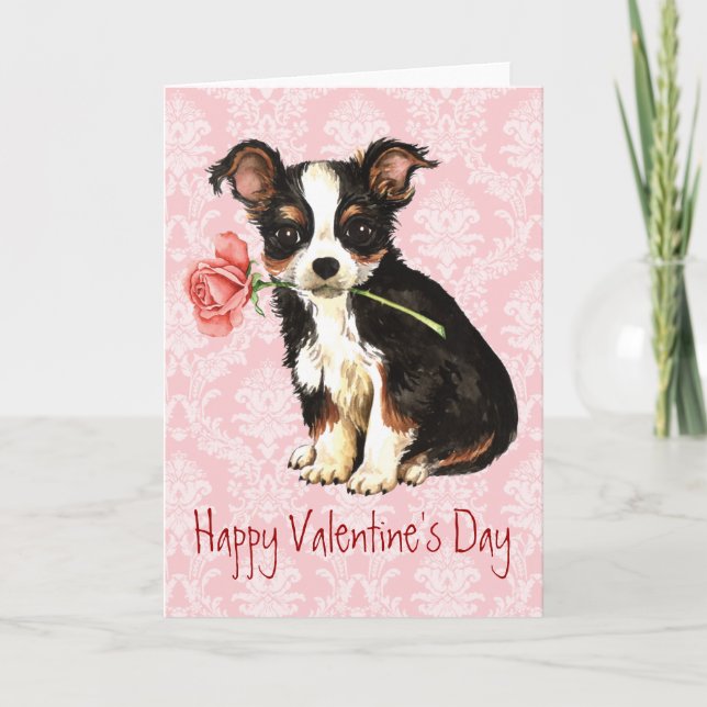 Valentine Ro Long Jacka Chihuahua Helgkort (Framsida)