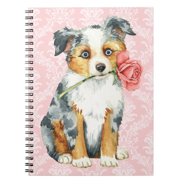 Valentine Ro Mini American Shepherd Anteckningsbok (Framsidan)
