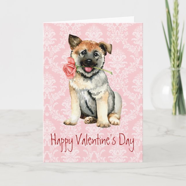 Valentine Ro norska Elkhound Helgkort (Framsida)