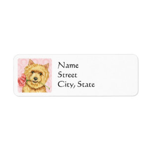 Valentine Ro Norwich Terrier Returadress Etikett