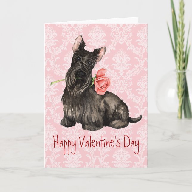Valentine Ro Scottish Terrier Helgdag Card Helgkort (Framsida)
