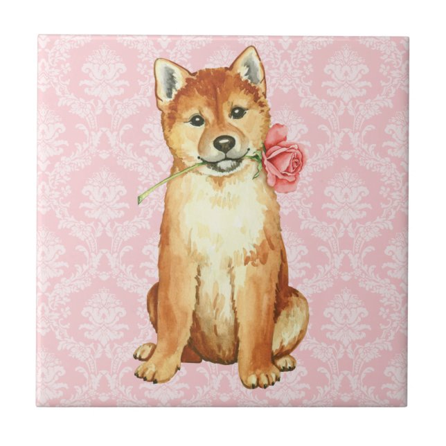 Valentine Ro Shiba Inu Kakelplatta (Framsidan)