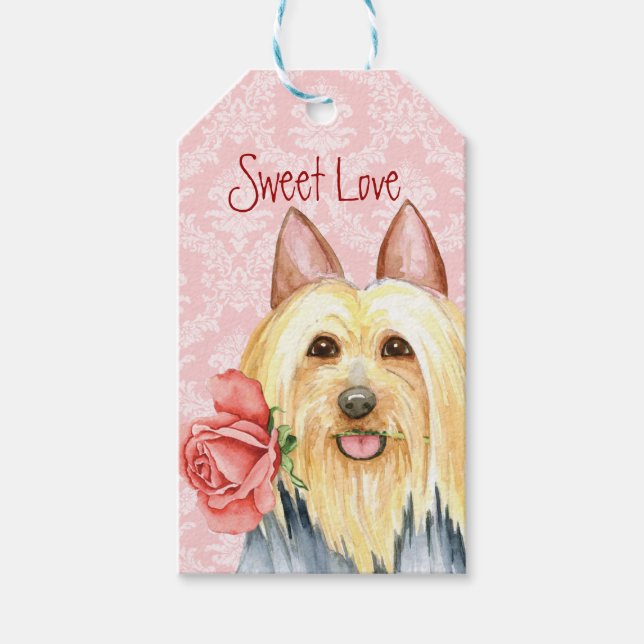 Valentine Ro Silky Terrier Gift Märkres Presentetikett (Framsidan)
