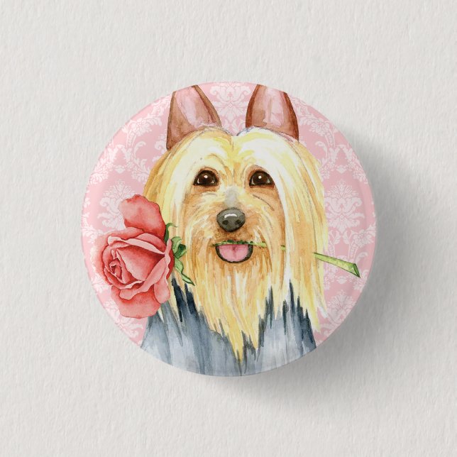 Valentine Ro Silky Terrier Pinback-knapp Knapp (Framsida)