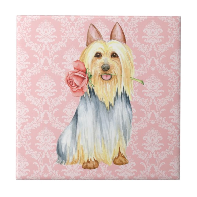 Valentine Ro Silky Terrier Tile Kakelplatta (Framsidan)