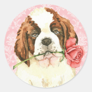 Valentine Ro St. Bernard Runt Klistermärke