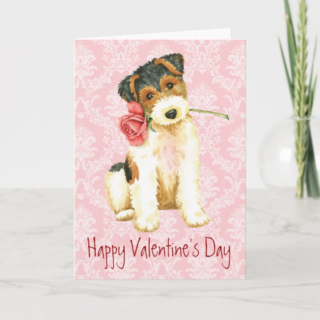 Valentine Ro Wire Fox Terrier Helgkort (Framsida)