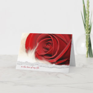 Valentine röd ros på päls helgkort