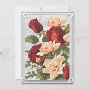 Valentine Röd ros Rosa ros Blommigt Silver Ram Julkort