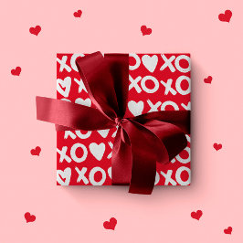 Valentine röd vit xo hjärtan kärlek mönster presentpapper