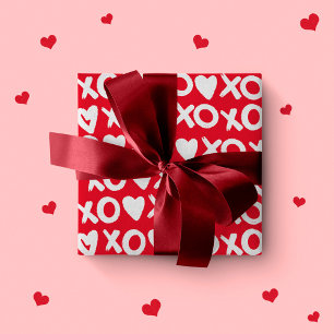 Valentine röd vit xo hjärtan kärlek mönster presentpapper