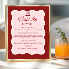 Valentine röda och rosa Cupcake smaksättning skylt