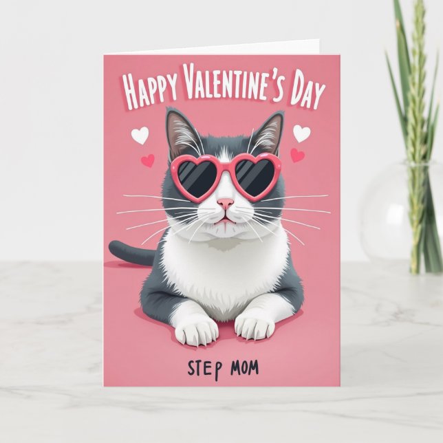 Valentine rolig katt steg mamma kort (Framsida)