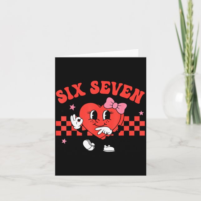 Valentine Roligt Sex Sju Hjärtbåge Meme Gen Alpha Kort (Framsida)