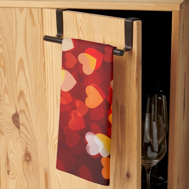 Valentine Romantic Heart Pattern  Kökshandduk (Thirds Fold)