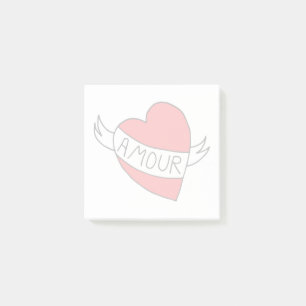 Valentine Romantic Kärlek Retro Kärlek Heart Post-it Block