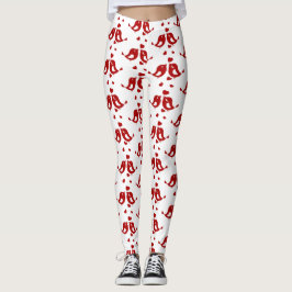 Valentine Romantic Love birds Sweeping Hearts Leggings