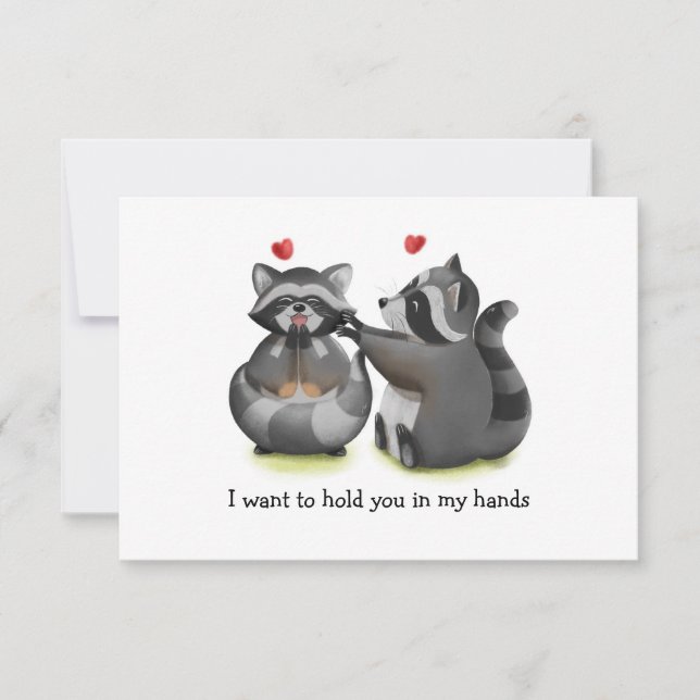 Valentine Romantic Raccoon Couple Greeting Card Kort (Framsida)