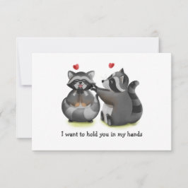 Valentine Romantic Raccoon Couple Greeting Card Kort